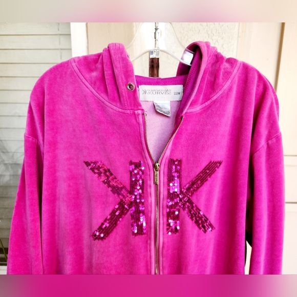 22W women KARDASHIAN Kurves pink hoodie sweatshirt sequins - Picture 3 of 15